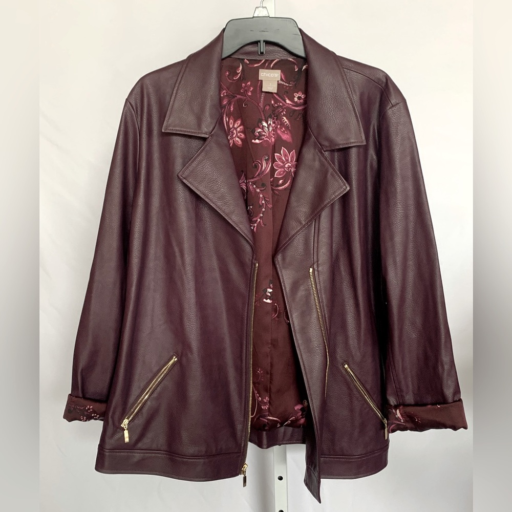CHICO’S (Size 3) Faux Leather Motor Jacket